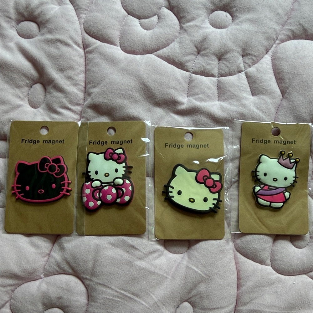 A set of 4 Hello Kitty Magnetic Character in Pink and White by Finex